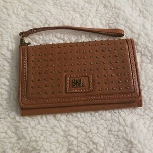Camel Leather Wristlet
